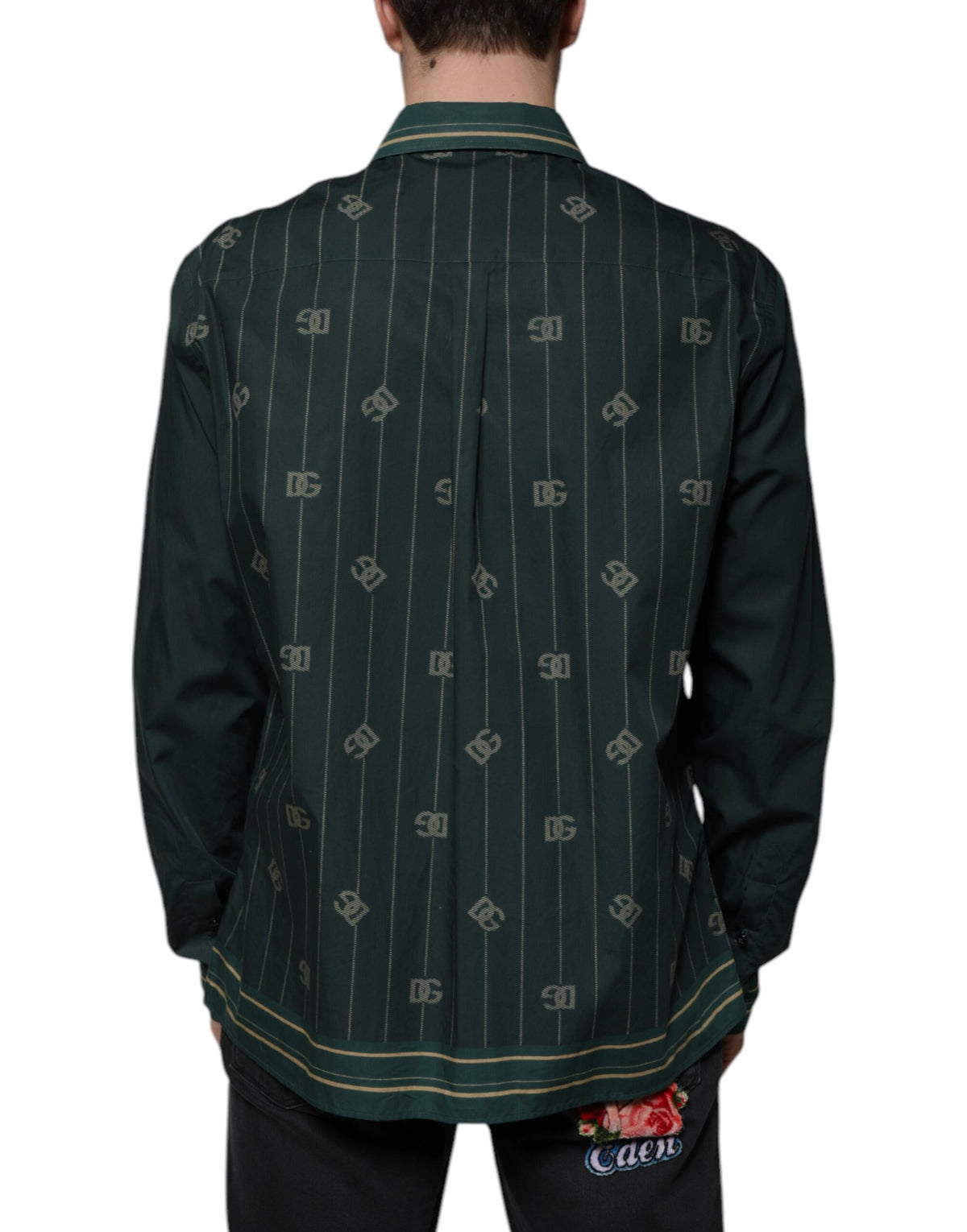 Dolce & Gabbana Grünes Logo-Langarmhemd MARTINI Freizeithemd