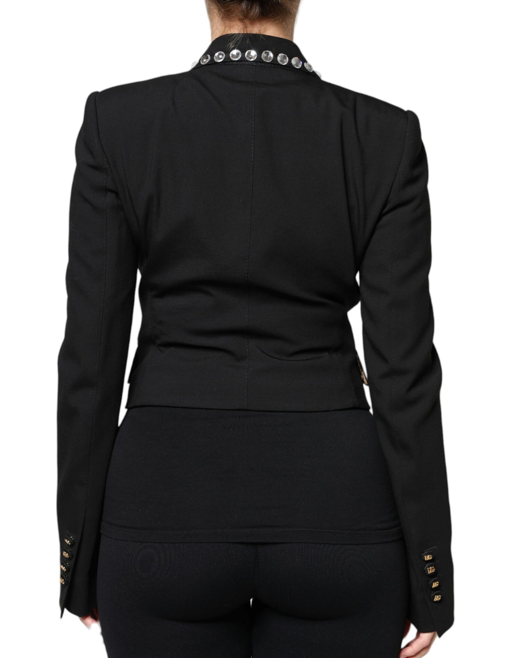 Dolce & Gabbana Schwarzer Crystal Double Breasted Blazer Jacke