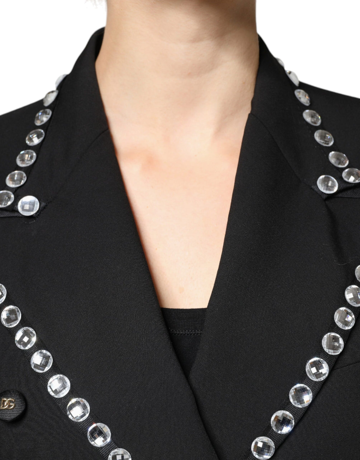 Dolce & Gabbana Schwarzer Crystal Double Breasted Blazer Jacke