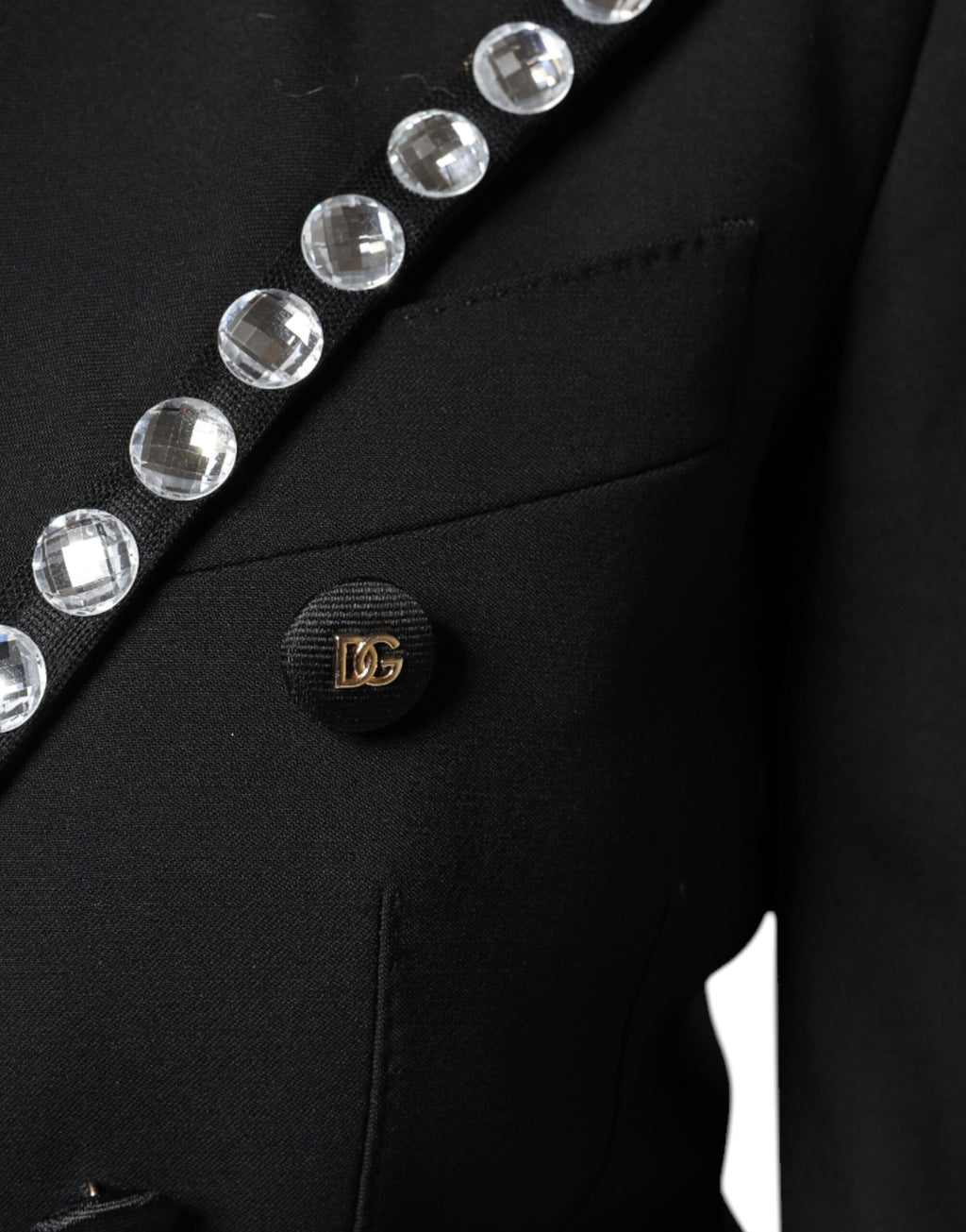 Dolce & Gabbana Schwarzer Crystal Double Breasted Blazer Jacke