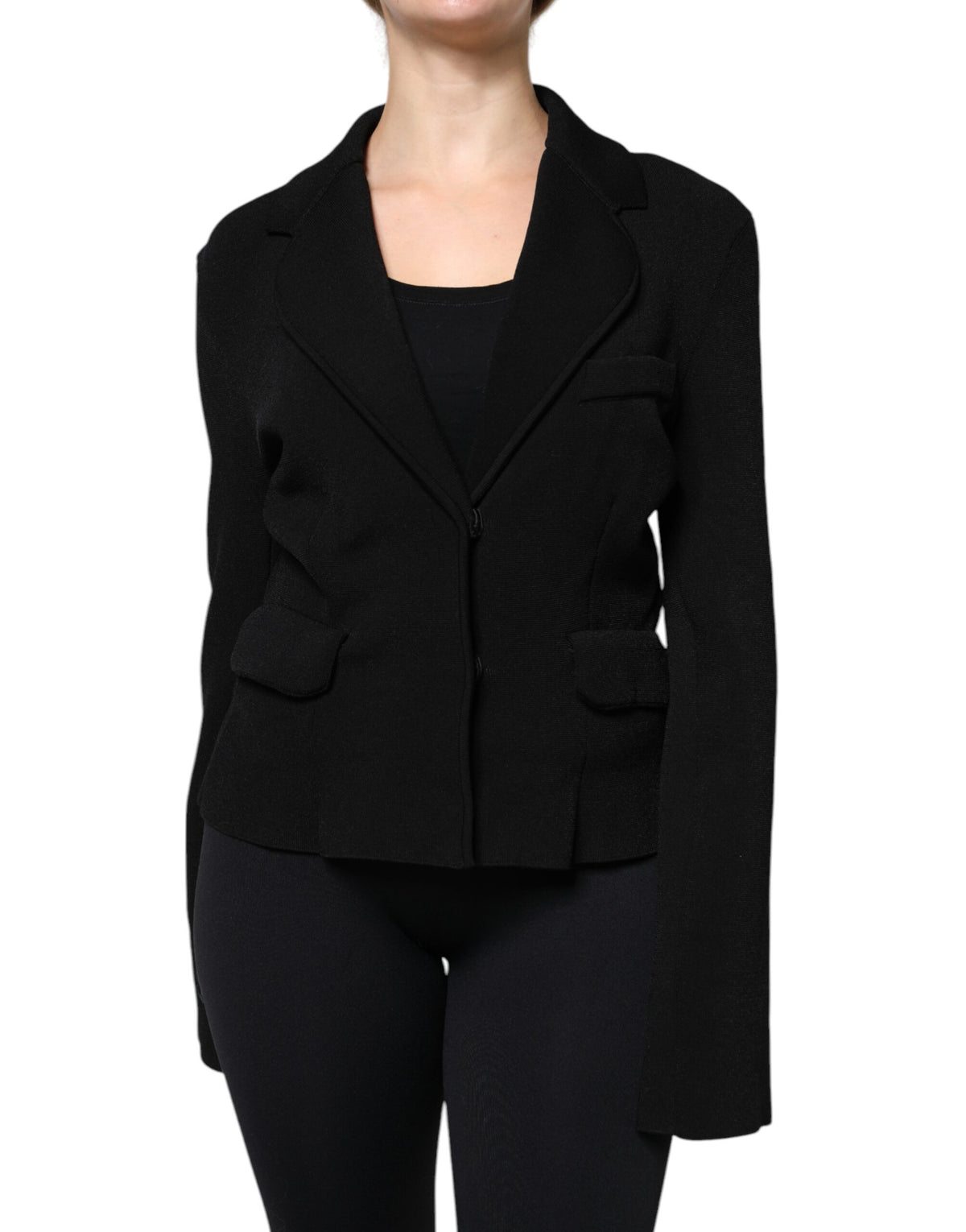 Dolce & Gabbana Schwarze einreihige Blazerjacke aus Viskose