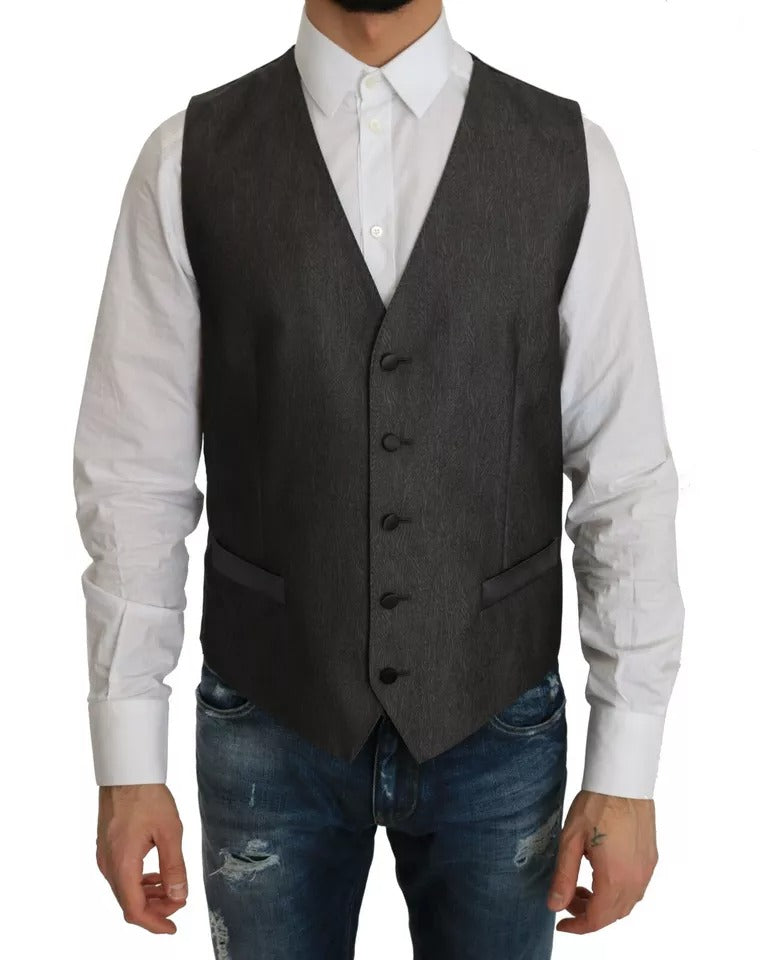 Dolce & Gabbana Grauer MARTINI 2 Stück Weste Mantel Blazer