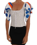 Dolce & Gabbana Weißes Polka-Seiden-Korsett-Bustier-Top