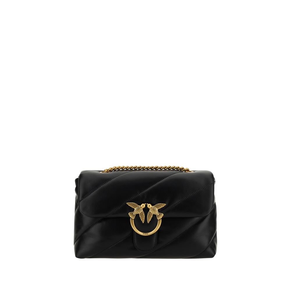 PINKO Schwarze Bos Taurus Kalbsleder Schultertasche