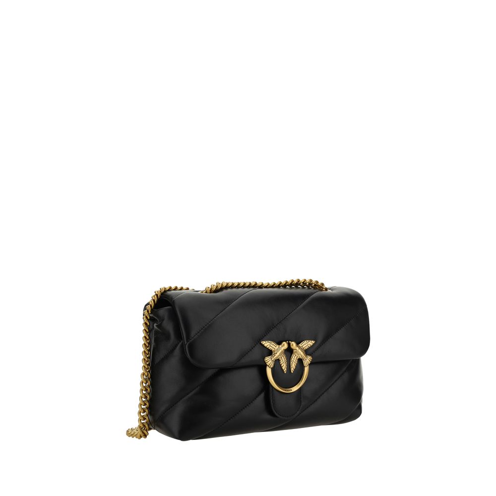 PINKO Schwarze Bos Taurus Kalbsleder Schultertasche