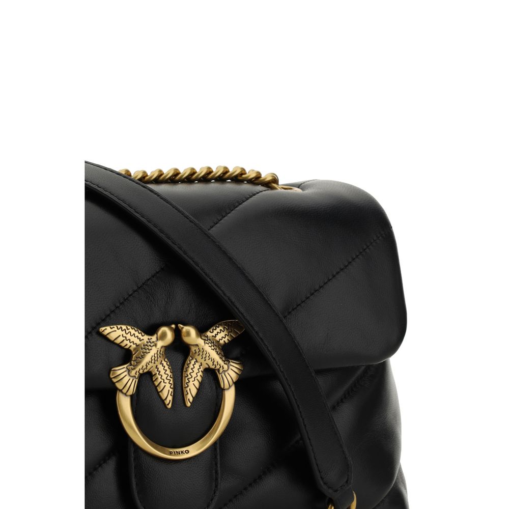 PINKO Schwarze Bos Taurus Kalbsleder Schultertasche