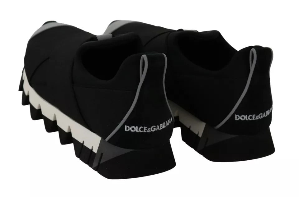 Dolce & Gabbana Schwarzer Hai Neopren Stretch Turnschuhe Schuhe