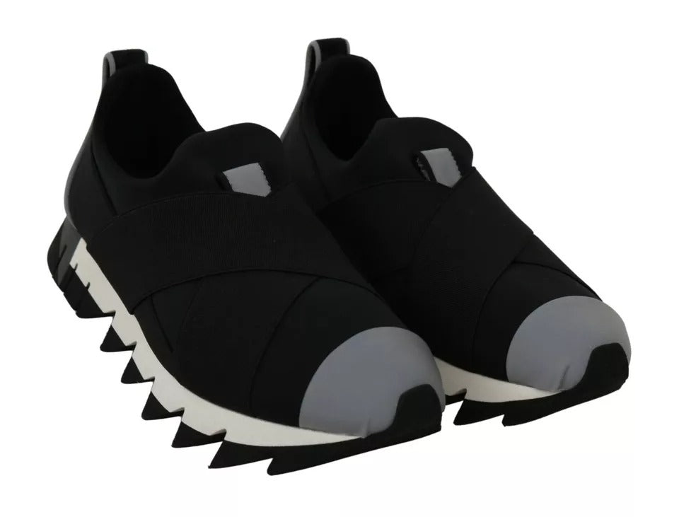 Dolce & Gabbana Schwarzer Hai Neopren Stretch Turnschuhe Schuhe