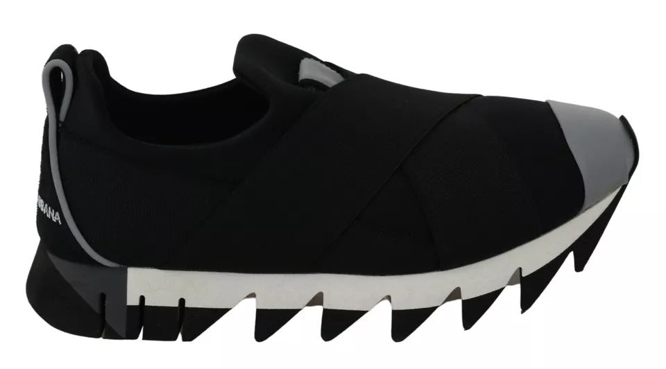Dolce & Gabbana Schwarzer Hai Neopren Stretch Turnschuhe Schuhe