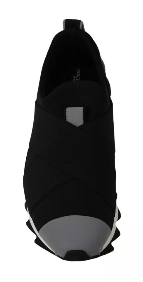 Dolce & Gabbana Schwarzer Hai Neopren Stretch Turnschuhe Schuhe