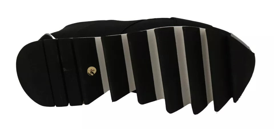 Dolce & Gabbana Schwarzer Hai Neopren Stretch Turnschuhe Schuhe