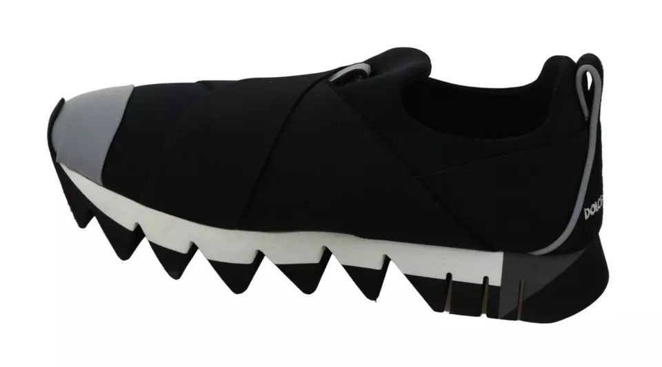 Dolce & Gabbana Schwarzer Hai Neopren Stretch Turnschuhe Schuhe