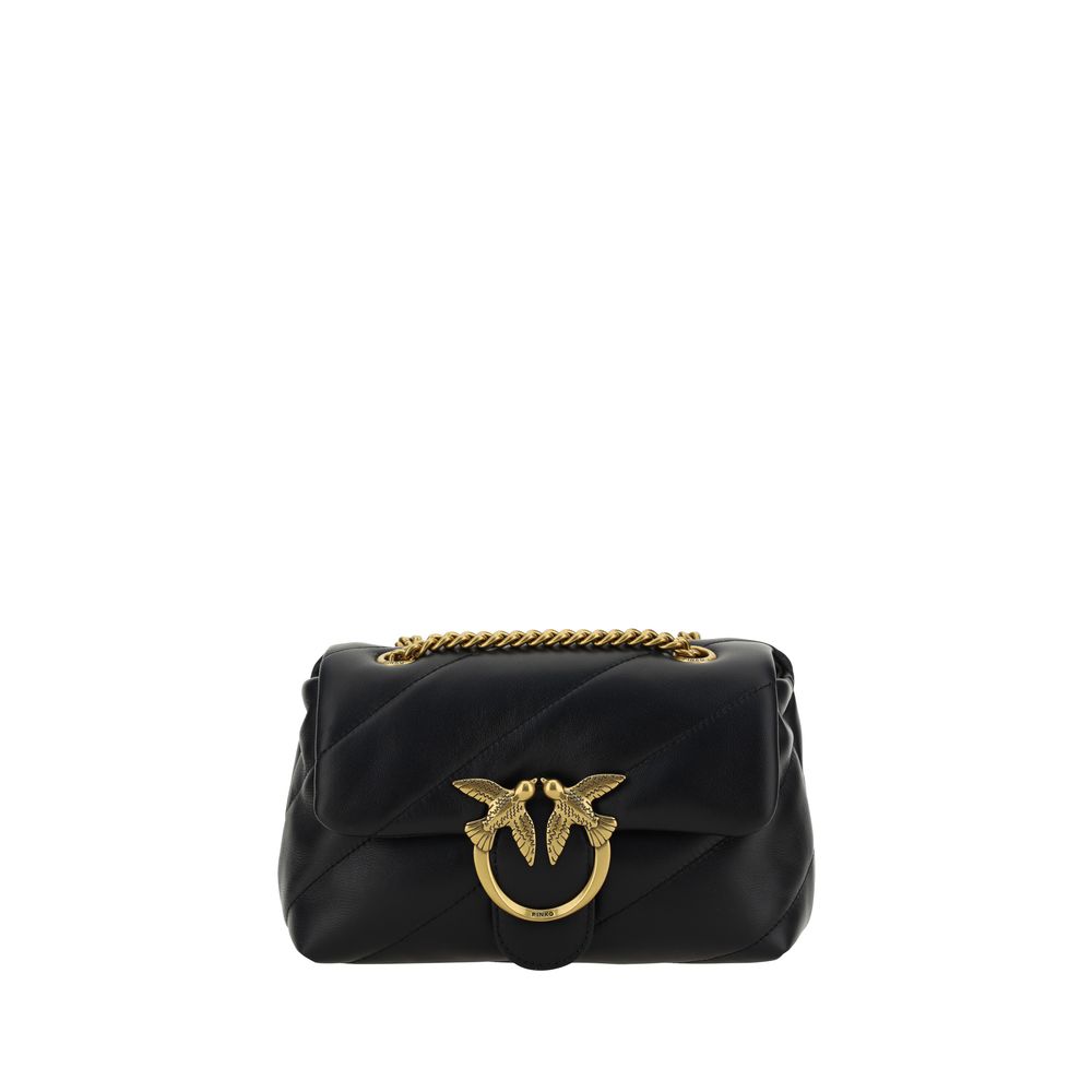PINKO Schwarze Bos Taurus Kalbsleder Schultertasche