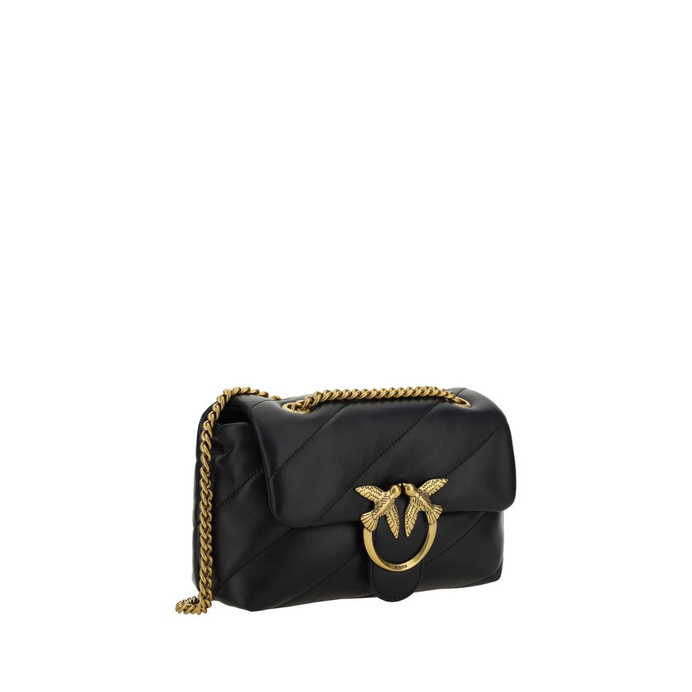 PINKO Schwarze Bos Taurus Kalbsleder Schultertasche