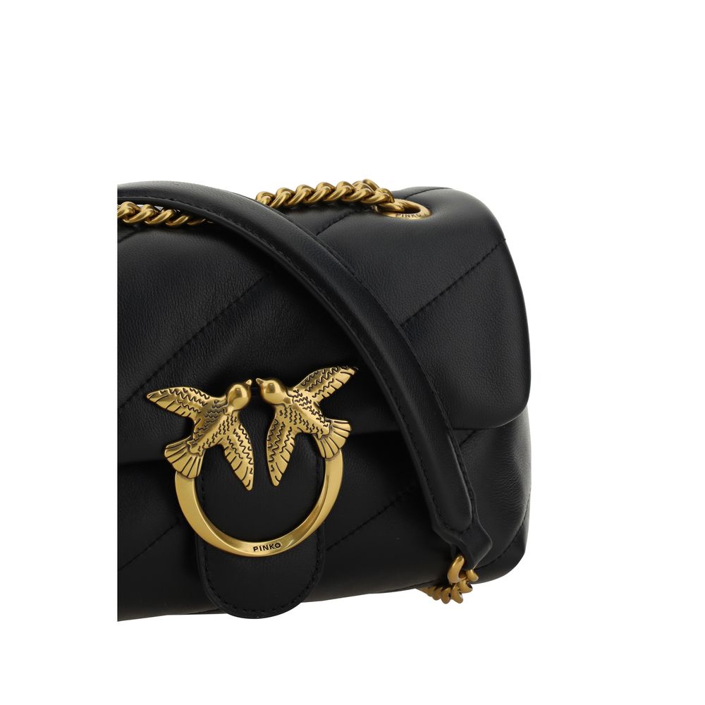 PINKO Schwarze Bos Taurus Kalbsleder Schultertasche