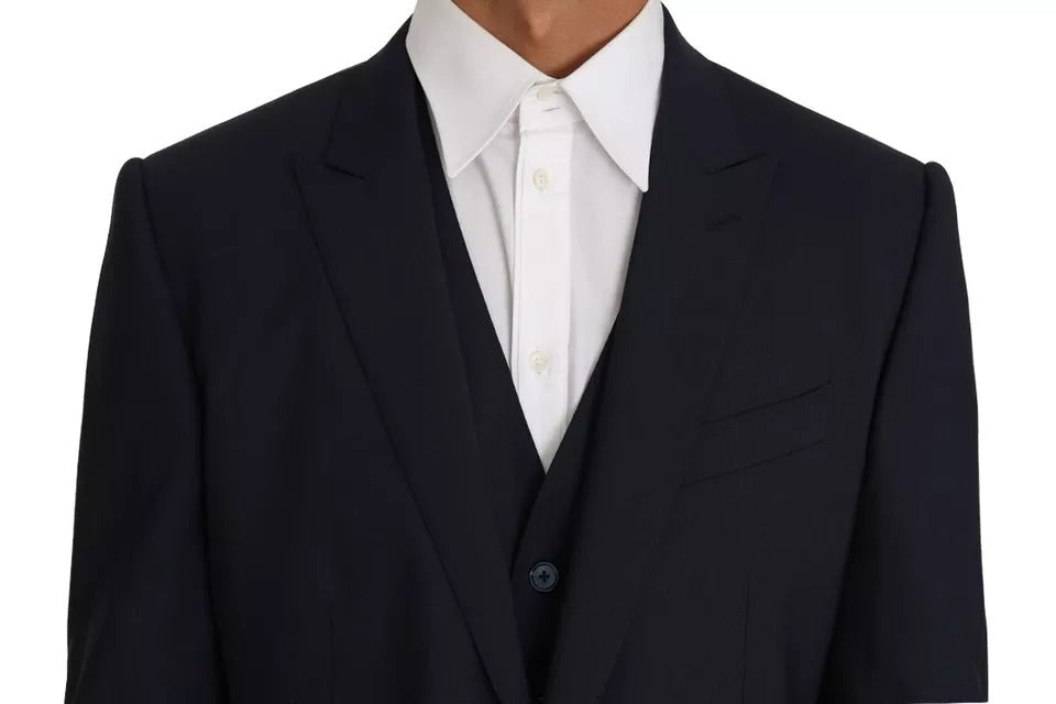 Dolce & Gabbana Blaue Wolle MARTINI Blazer Weste 2 Stück
