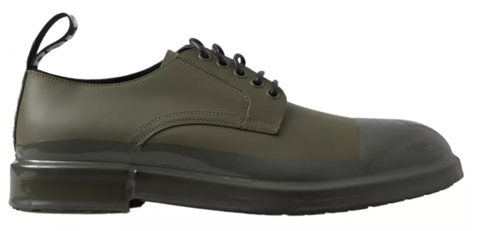 Dolce & Gabbana Grünes Leder Gummisohle Kleid Schuhe