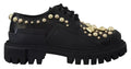 Dolce & Gabbana Schwarze Leder Trekking Derby verschönerte Schuhe
