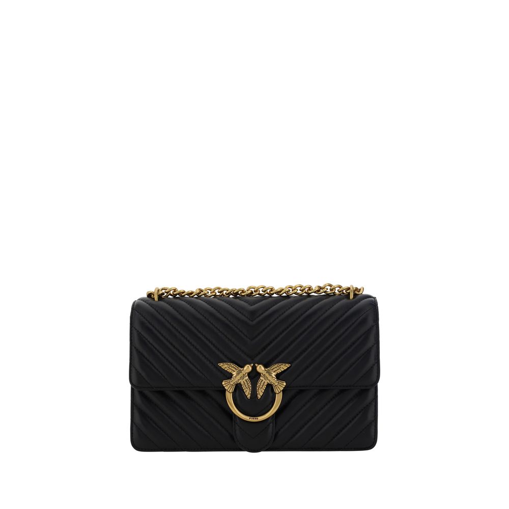 PINKO Schwarze Bos Taurus Kalbsleder Schultertasche