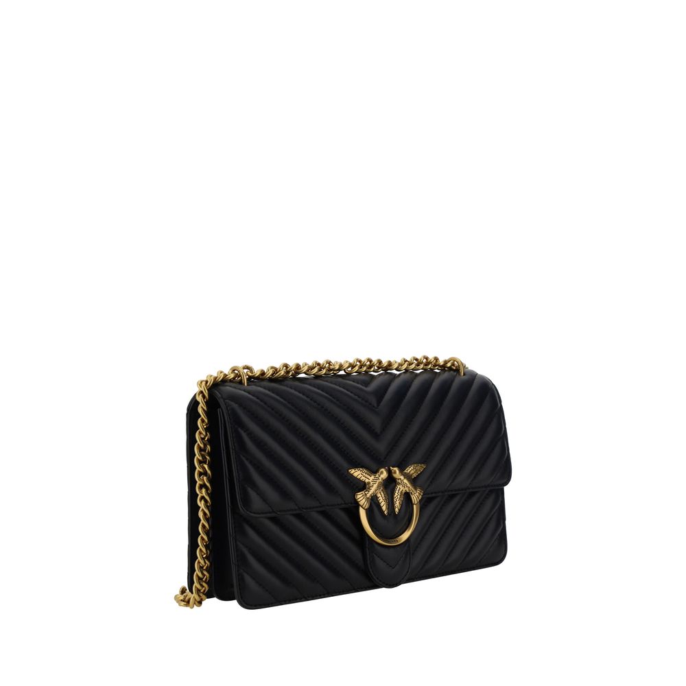 PINKO Schwarze Bos Taurus Kalbsleder Schultertasche