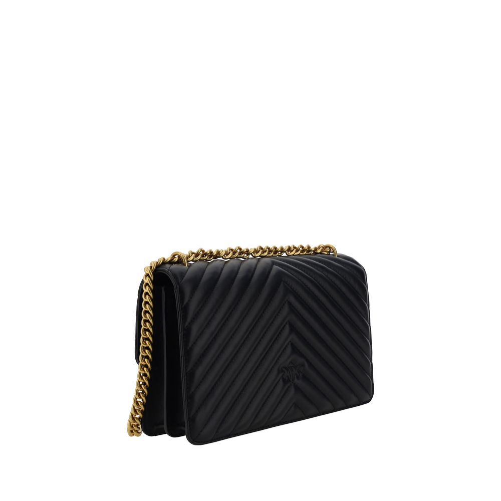 PINKO Schwarze Bos Taurus Kalbsleder Schultertasche