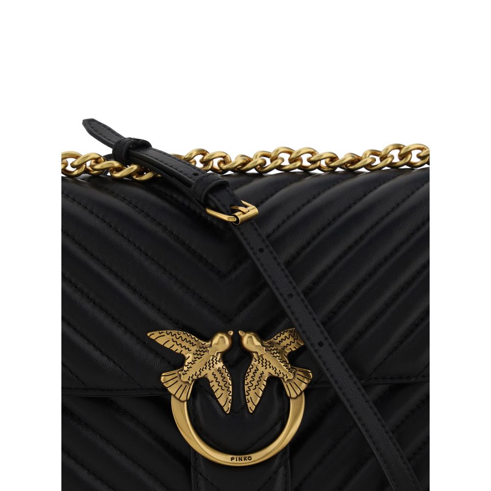 PINKO Schwarze Bos Taurus Kalbsleder Schultertasche