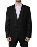 Dolce & Gabbana Schwarz gestreifter einreihiger Blazer aus Wolle