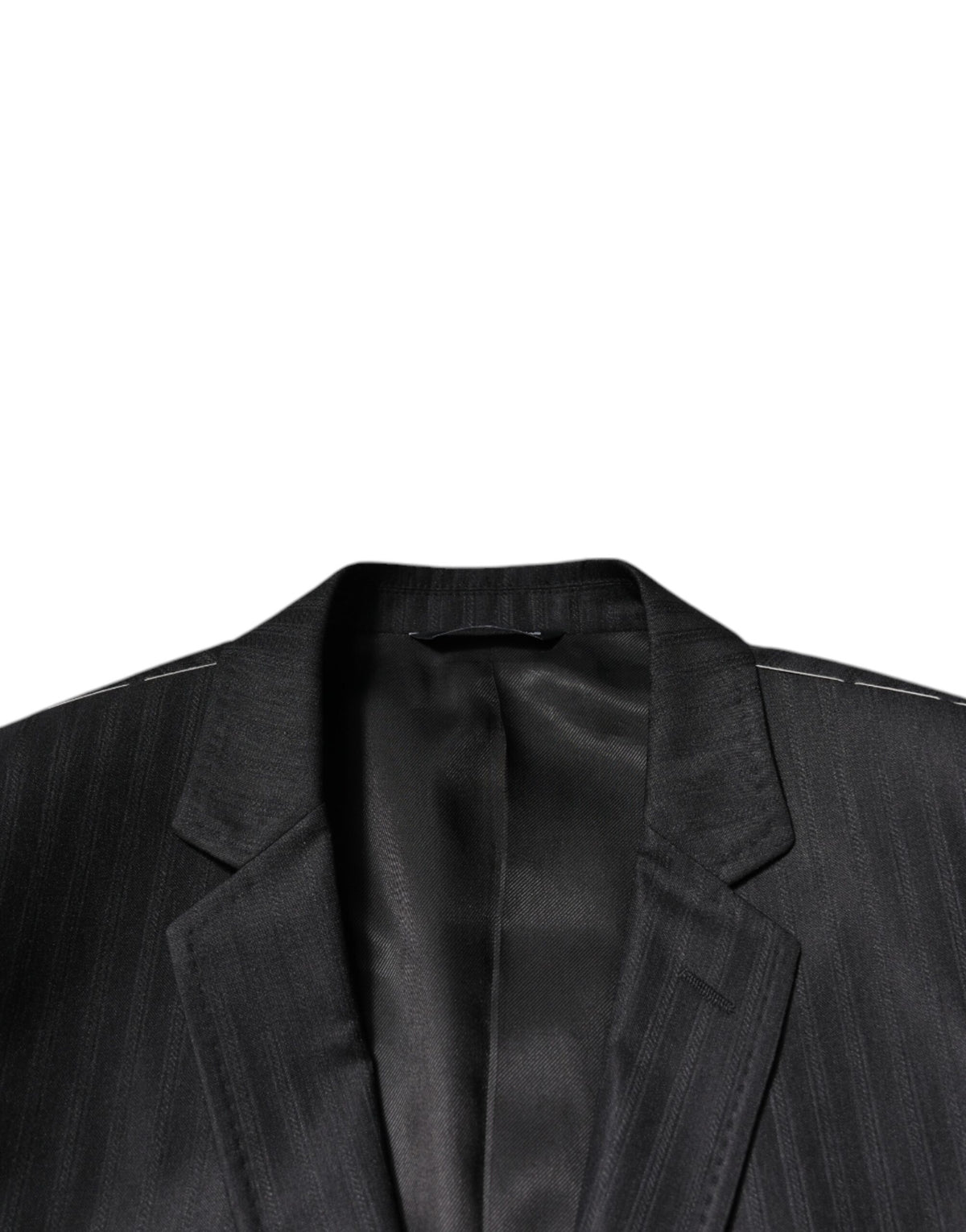 Dolce & Gabbana Schwarz gestreifter einreihiger Blazer aus Wolle