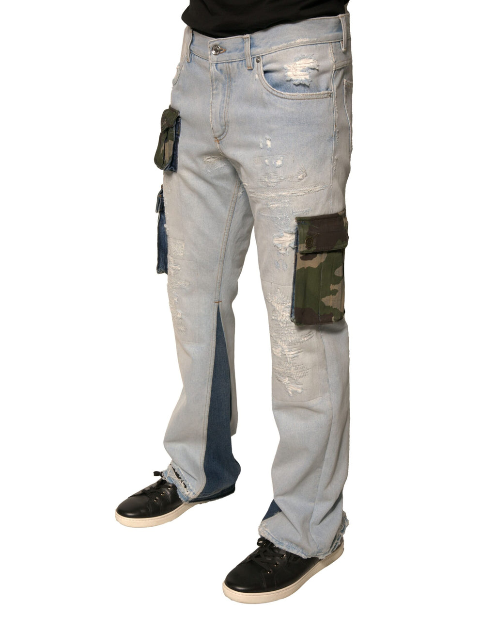 Dolce & Gabbana Hellblaue Cotton Cargo Straight Denim Jeans