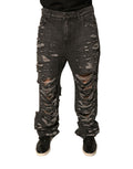 Dolce & Gabbana Graue zerfledderte Baumwolle gerade Männer Denim Jeans
