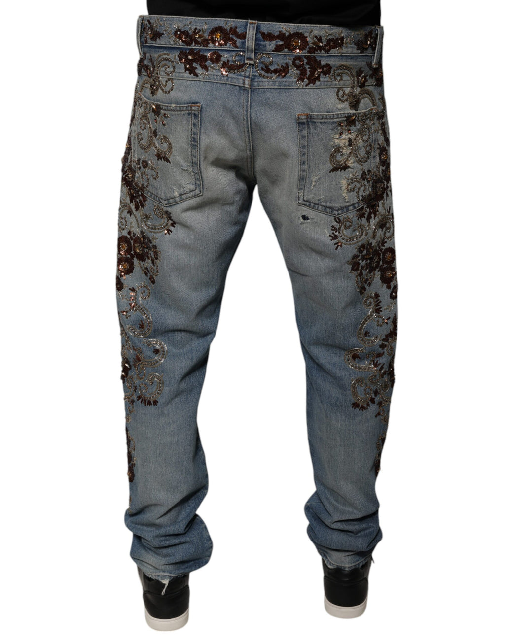 Dolce & Gabbana Hellblaue bestickte Skinny Denim Jeans