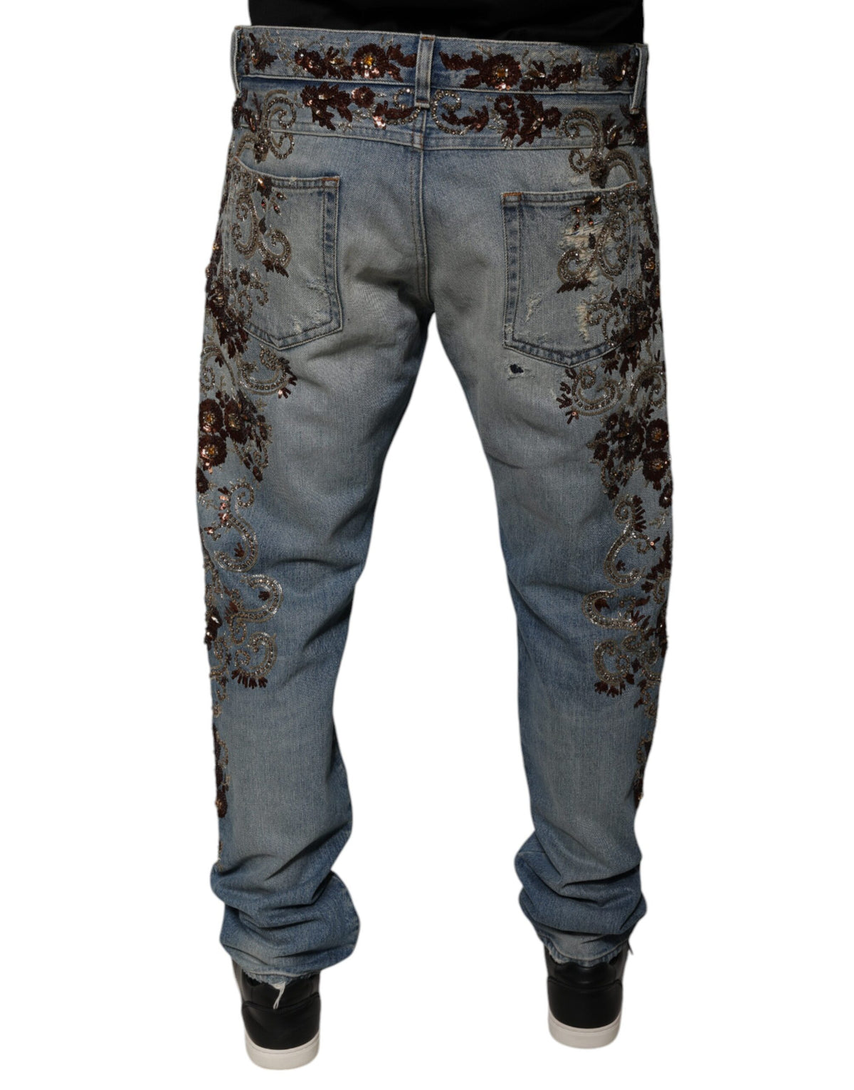 Dolce & Gabbana Hellblaue bestickte Skinny Denim Jeans