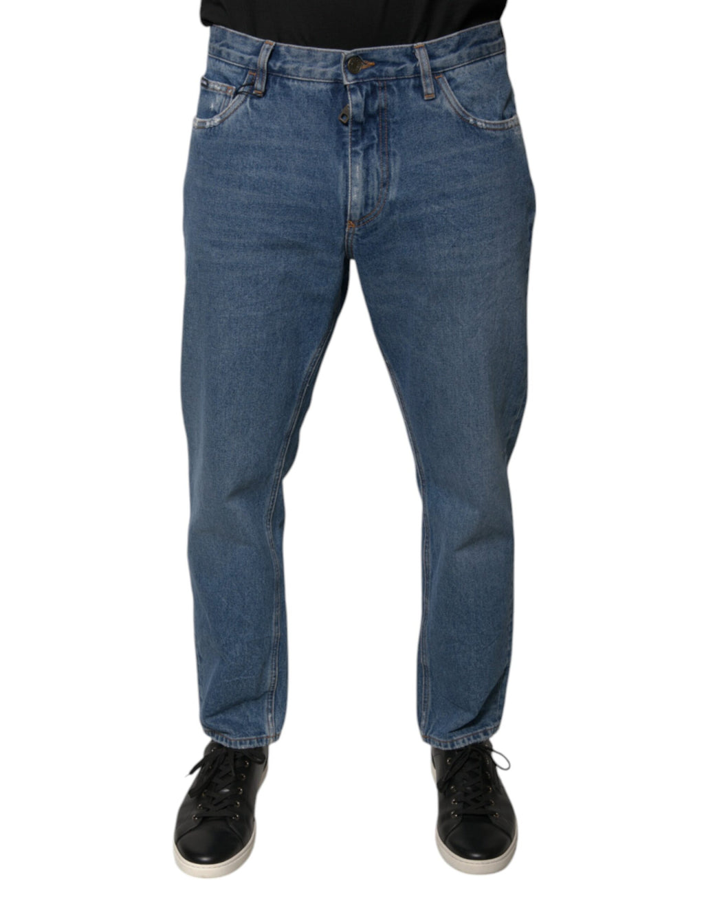Dolce & Gabbana Blaue Baumwolle Logo Männer Lose Denim Jeans