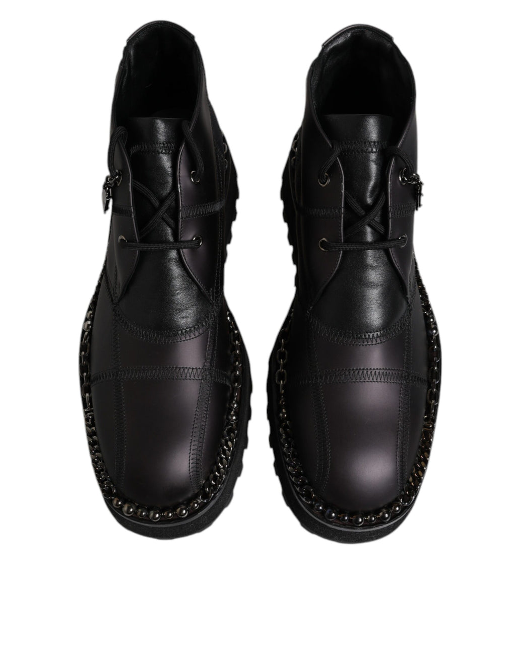 Dolce & Gabbana Schwarze Leder Schnürstiefeletten Schuhe