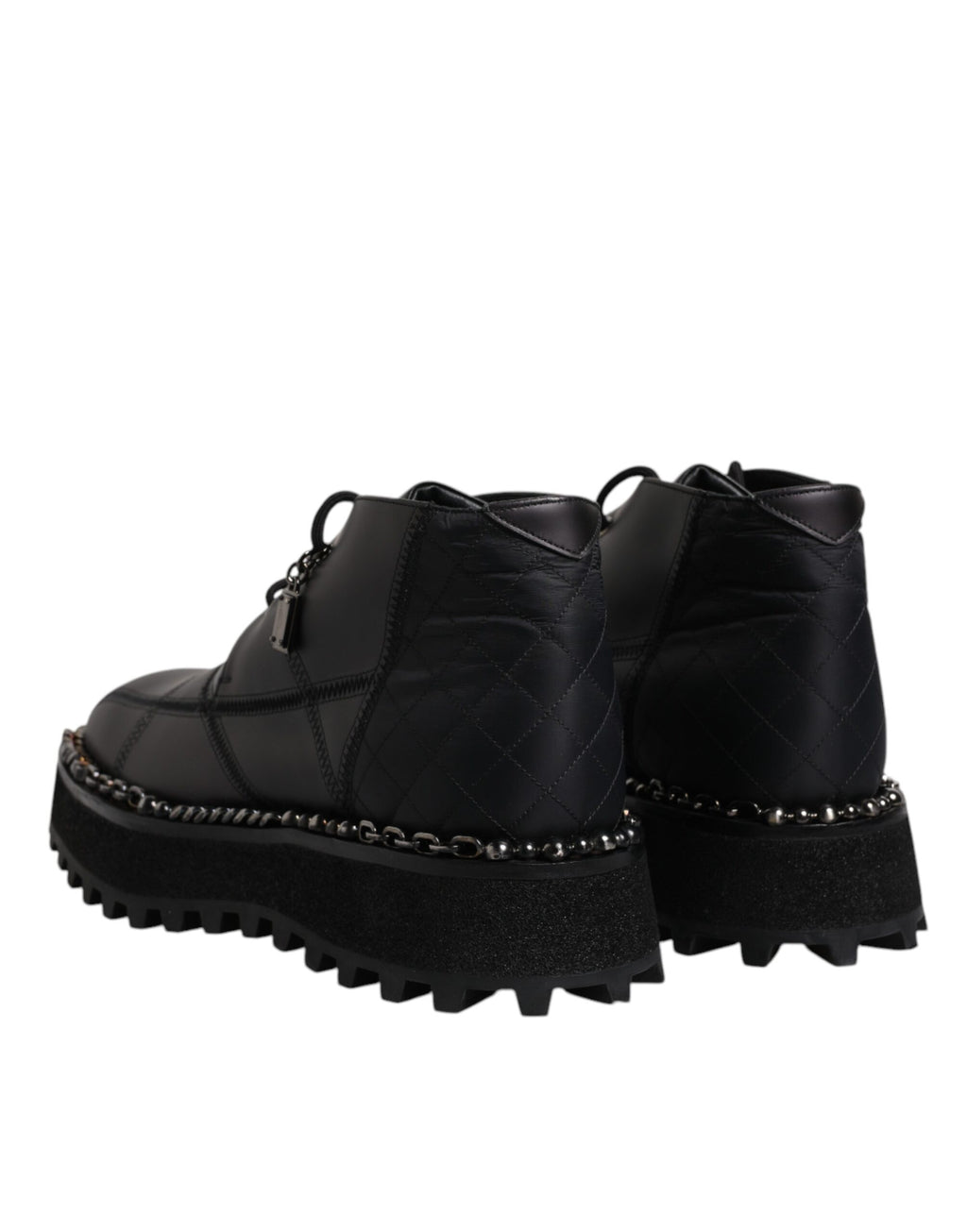 Dolce & Gabbana Schwarze Leder Schnürstiefeletten Schuhe