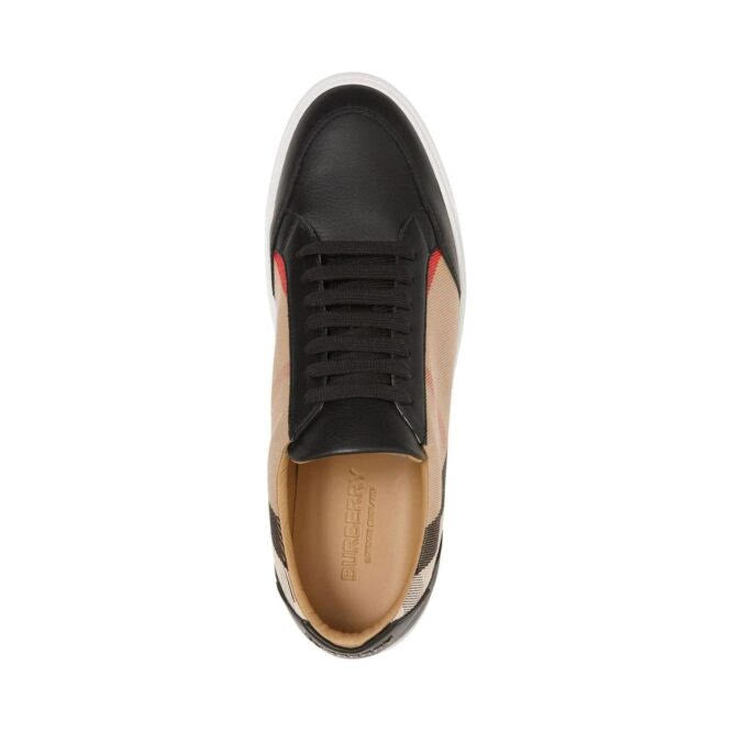 Burberry-Schwarz Leder Neu Salmond Turnschuhe