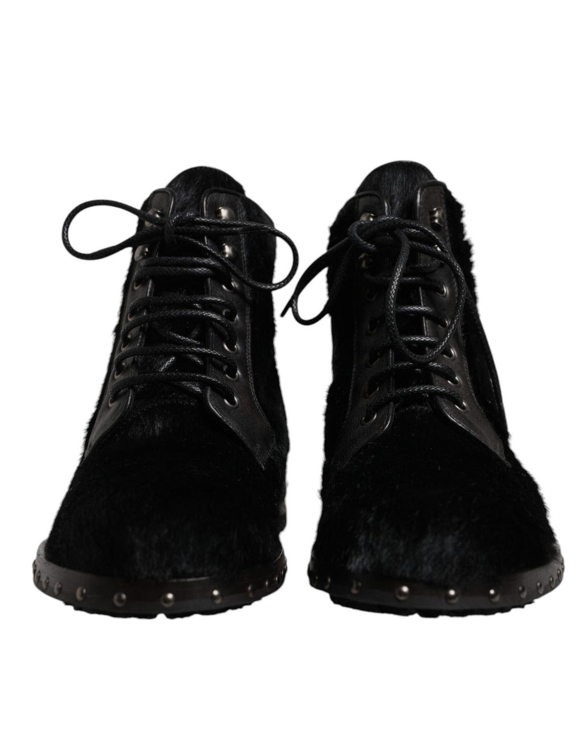Dolce & Gabbana Schwarze Pony Style Leder Mid Calf Stiefel Schuhe