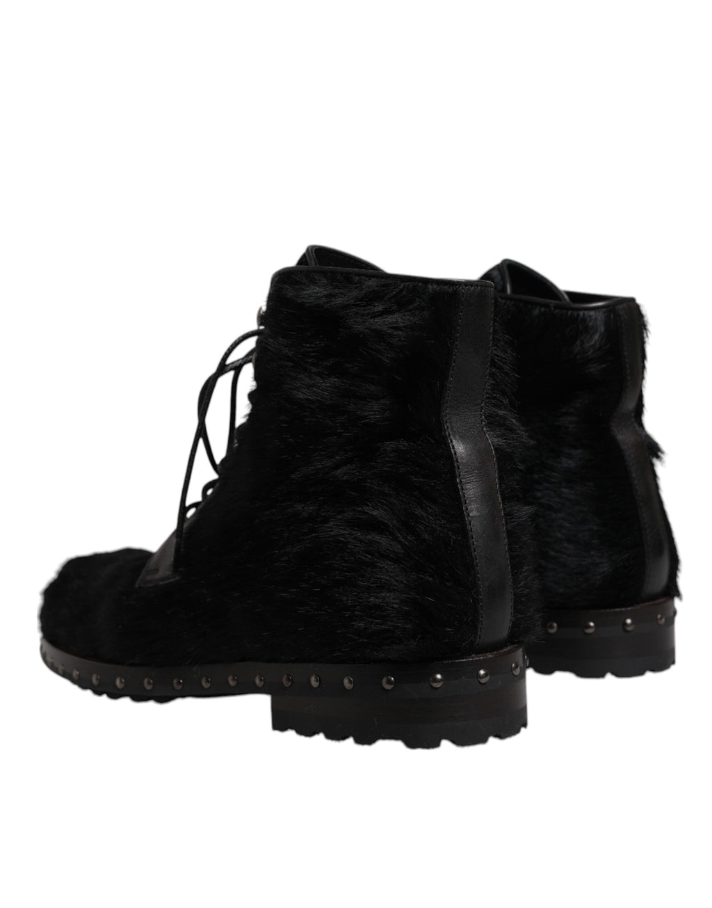 Dolce & Gabbana Schwarze Pony Style Leder Mid Calf Stiefel Schuhe