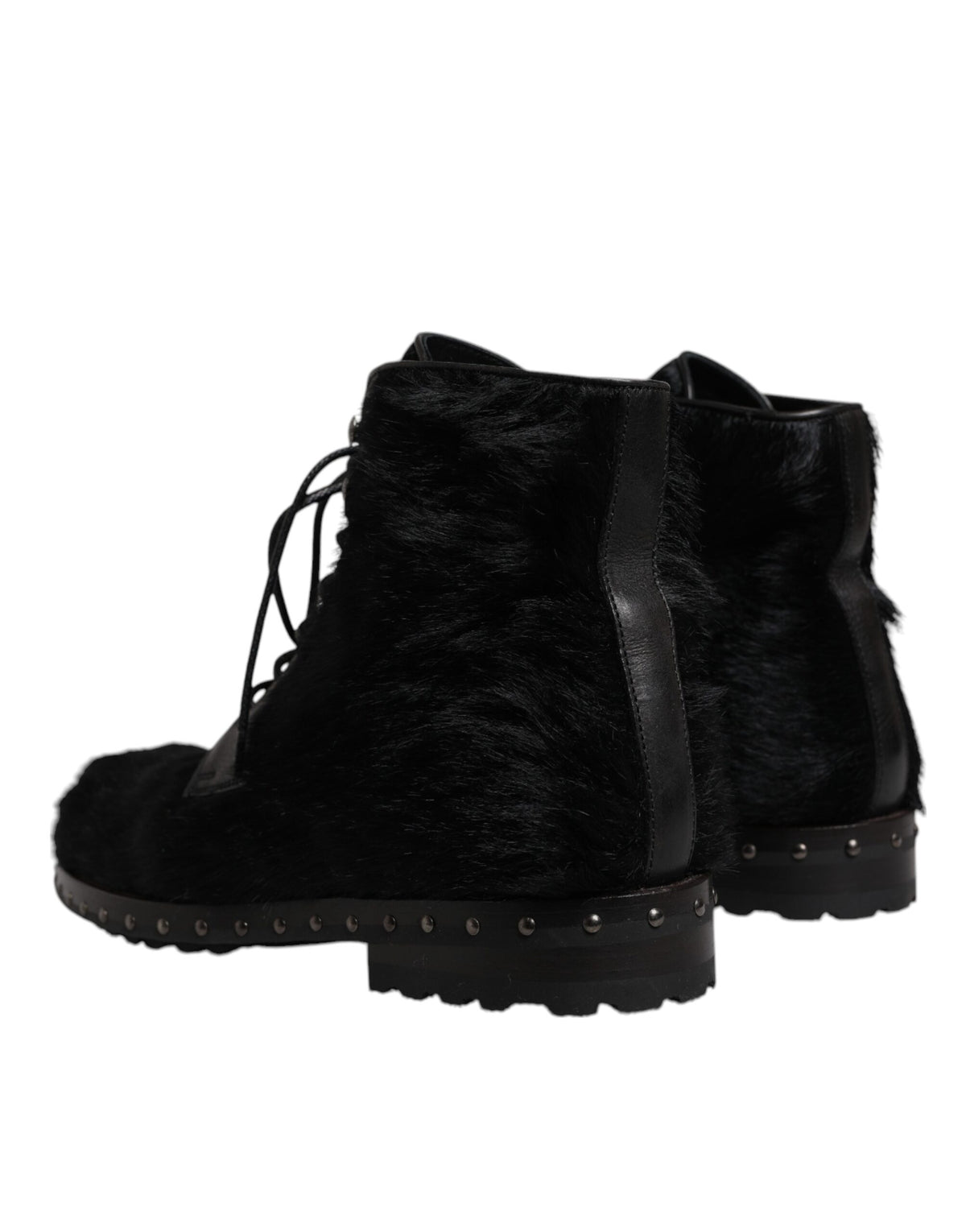 Dolce & Gabbana Schwarze Pony Style Leder Mid Calf Stiefel Schuhe