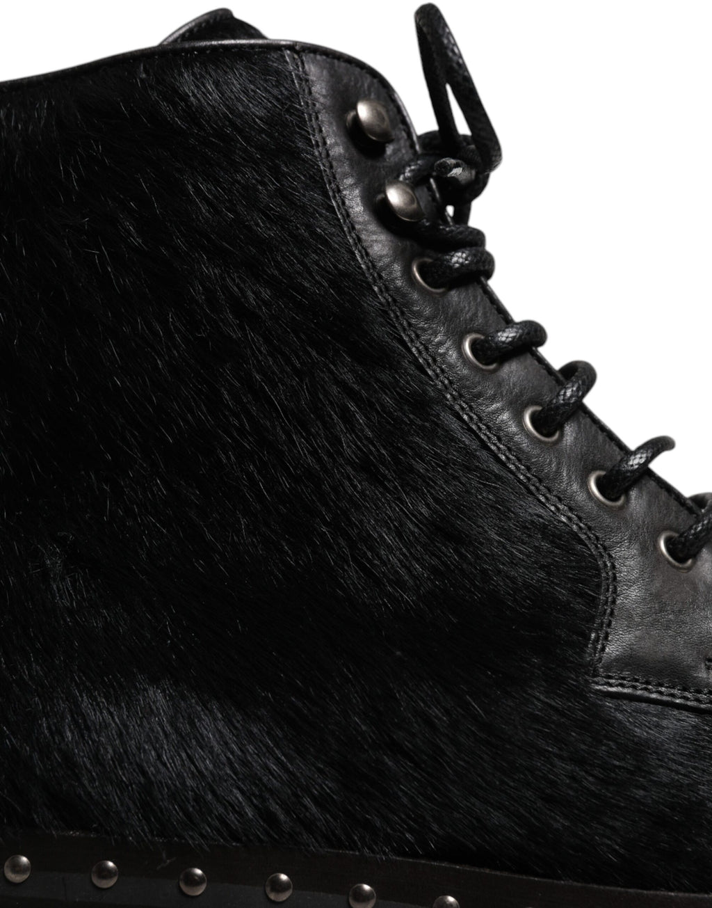 Dolce & Gabbana Schwarze Pony Style Leder Mid Calf Stiefel Schuhe