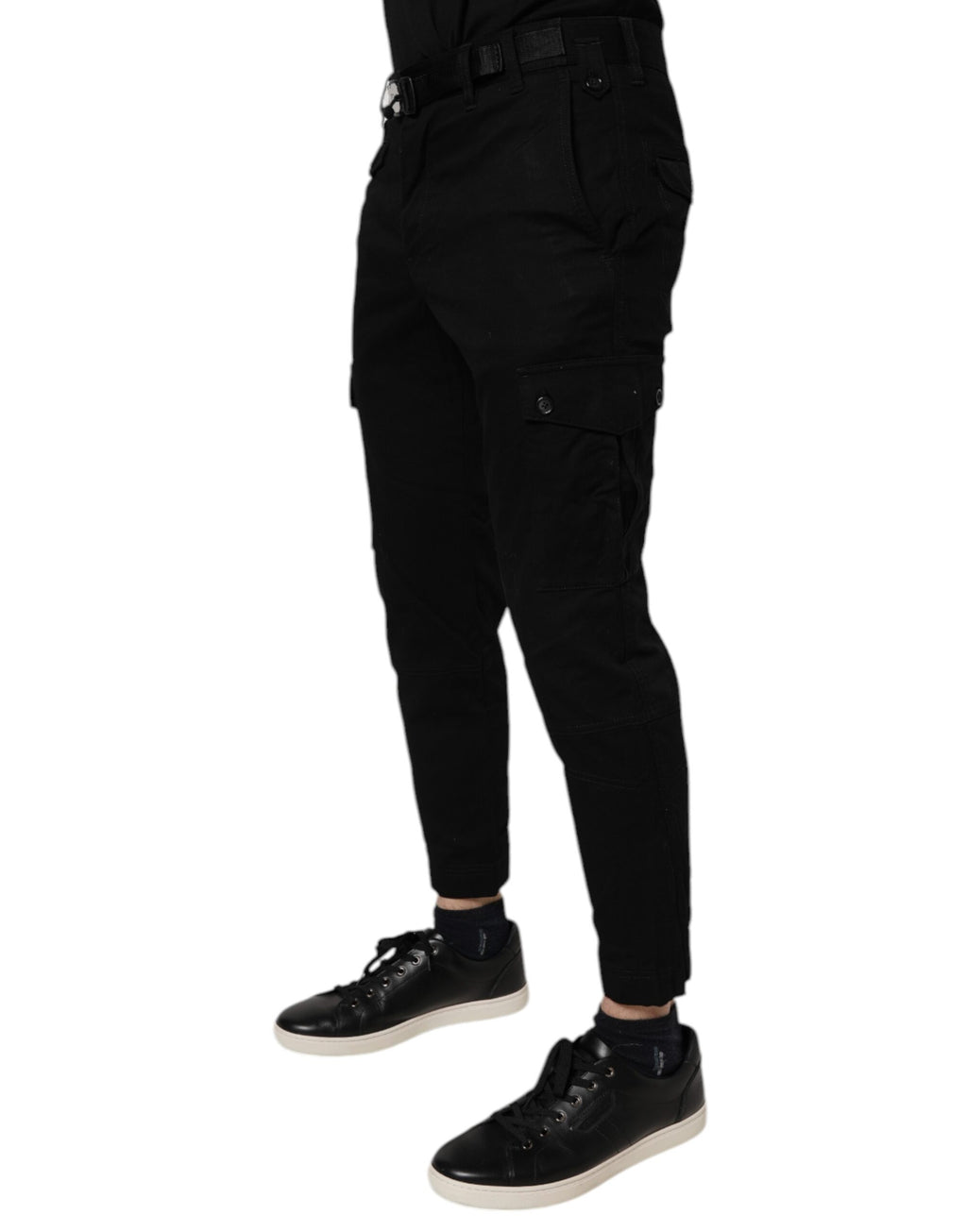 Dolce & Gabbana Schwarze Baumwoll-Stretch-Cargo-Denim-Jeans