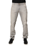 Dolce & Gabbana Hellgraue Skinny Denim Jeans aus Baumwolle