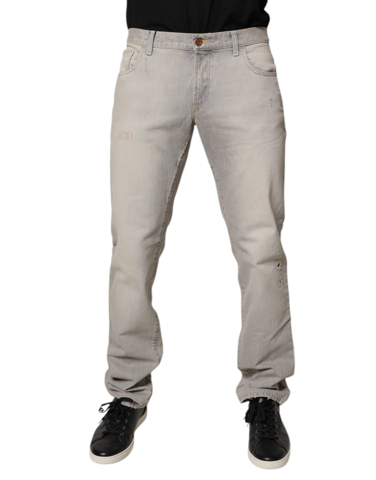 Dolce & Gabbana Hellgraue Skinny Denim Jeans aus Baumwolle