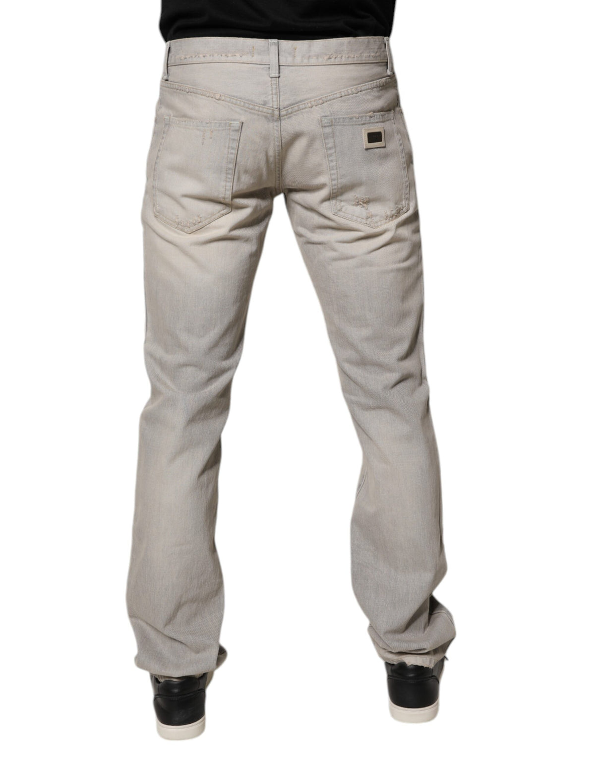 Dolce & Gabbana Hellgraue Skinny Denim Jeans aus Baumwolle