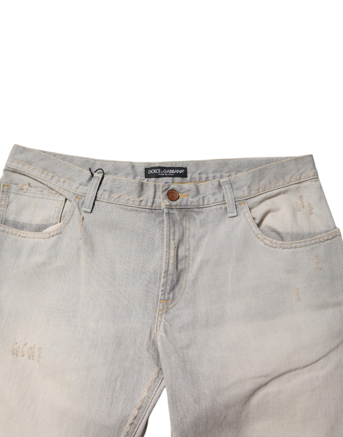 Dolce & Gabbana Hellgraue Skinny Denim Jeans aus Baumwolle