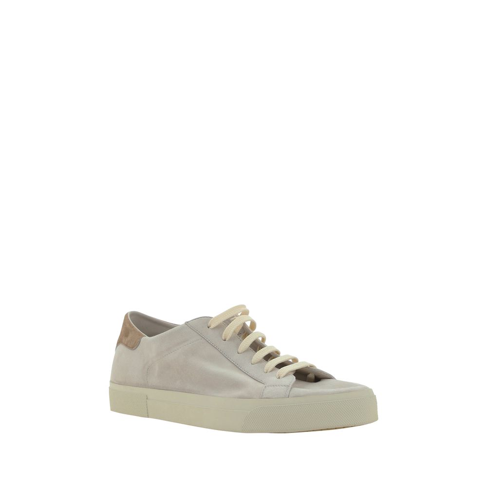Brunello Cucinelli Cremefarbene Leder-Sneakers