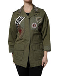 Dolce & Gabbana Militärgrüner verschnörkelter Mantel Jacke Queen