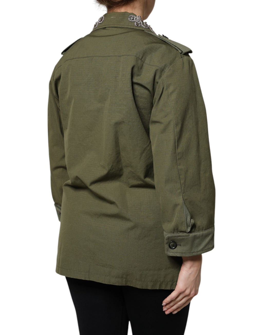 Dolce & Gabbana Militärgrüner verschnörkelter Mantel Jacke Queen