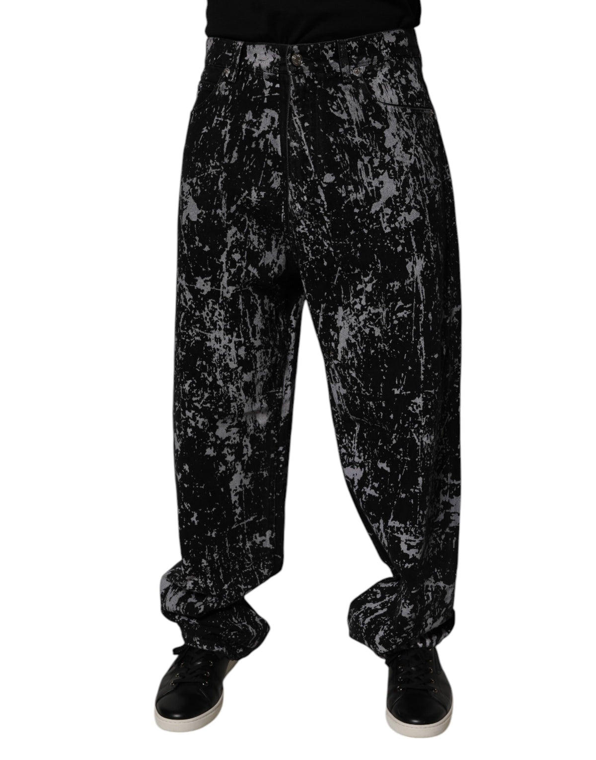 Dolce & Gabbana Schwarze Krawattenfärbung Baumwolle gerade Männer Denim Jeans