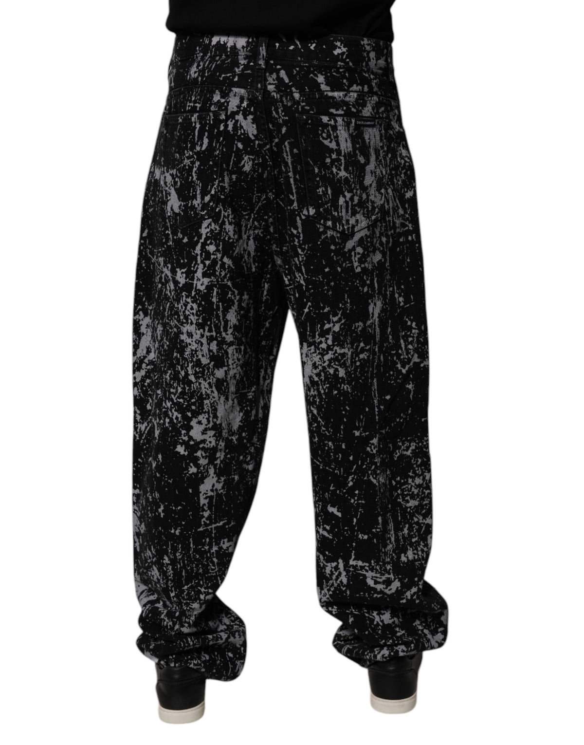 Dolce & Gabbana Schwarze Krawattenfärbung Baumwolle gerade Männer Denim Jeans